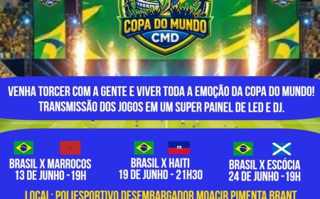 Prefeitura de Conceição do Mato Dentro promove transmissão dos jogos da Seleção Brasileira durante a Copa do Mundo