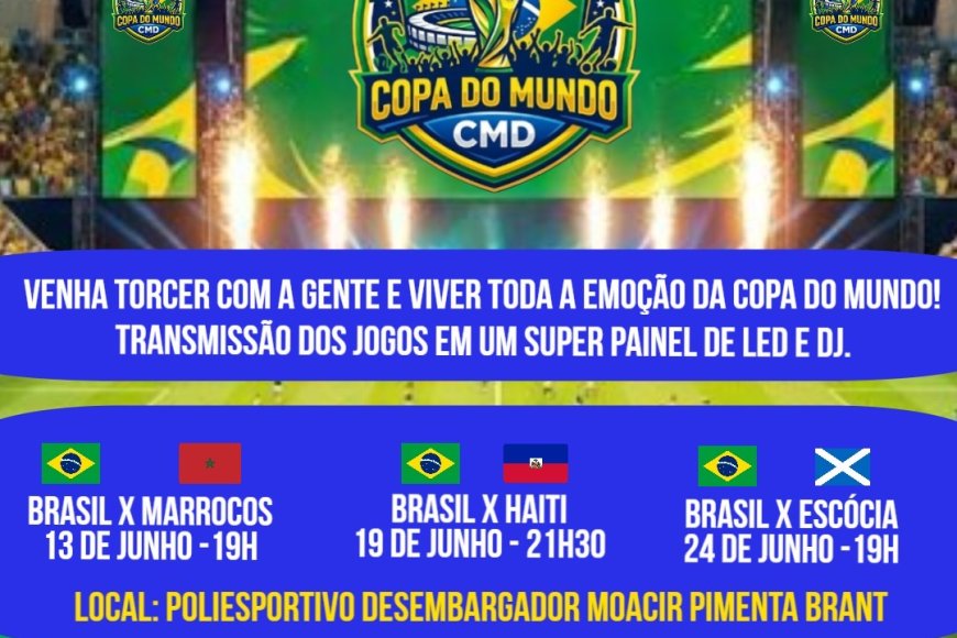 Prefeitura de Conceição do Mato Dentro promove transmissão dos jogos da Seleção Brasileira durante a Copa do Mundo